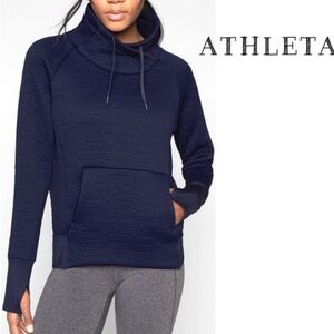 ATHLETA | Navy Quilted Funnel Neck Pullover